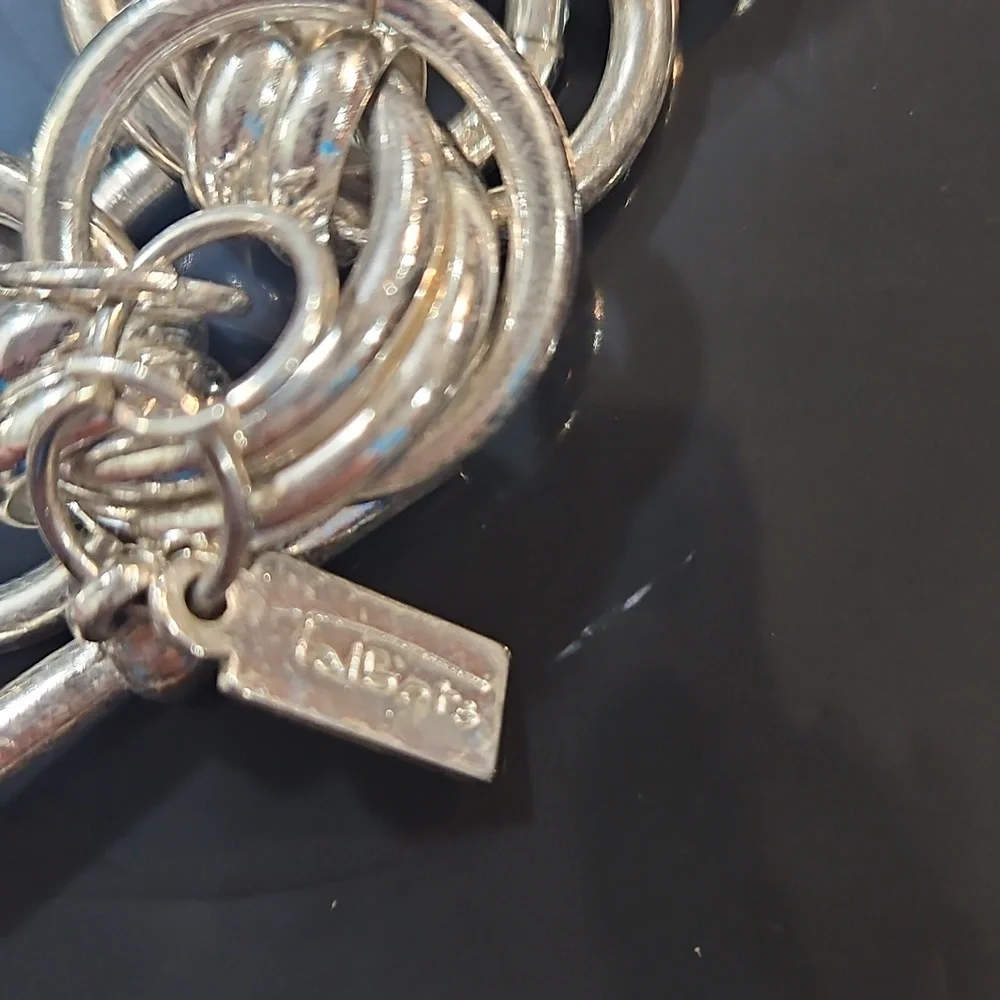 Talbots Silver Tone Chunky  Double Link Statement Necklace OS